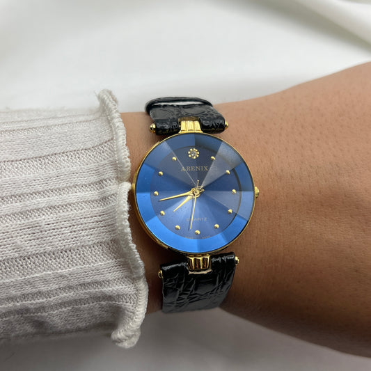 Blue Crystal Raised Bezel Watch
