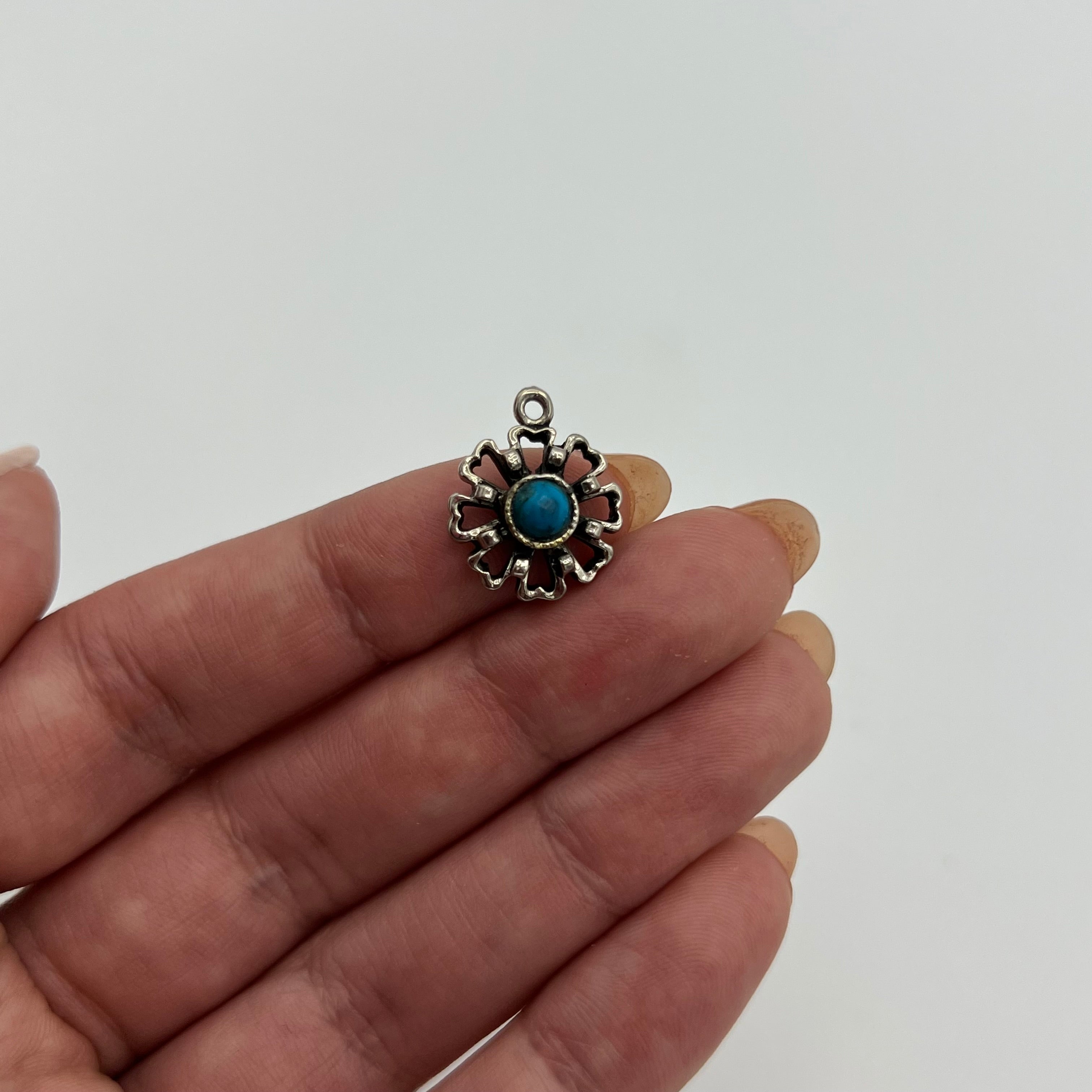 Turquoise Flower Charm