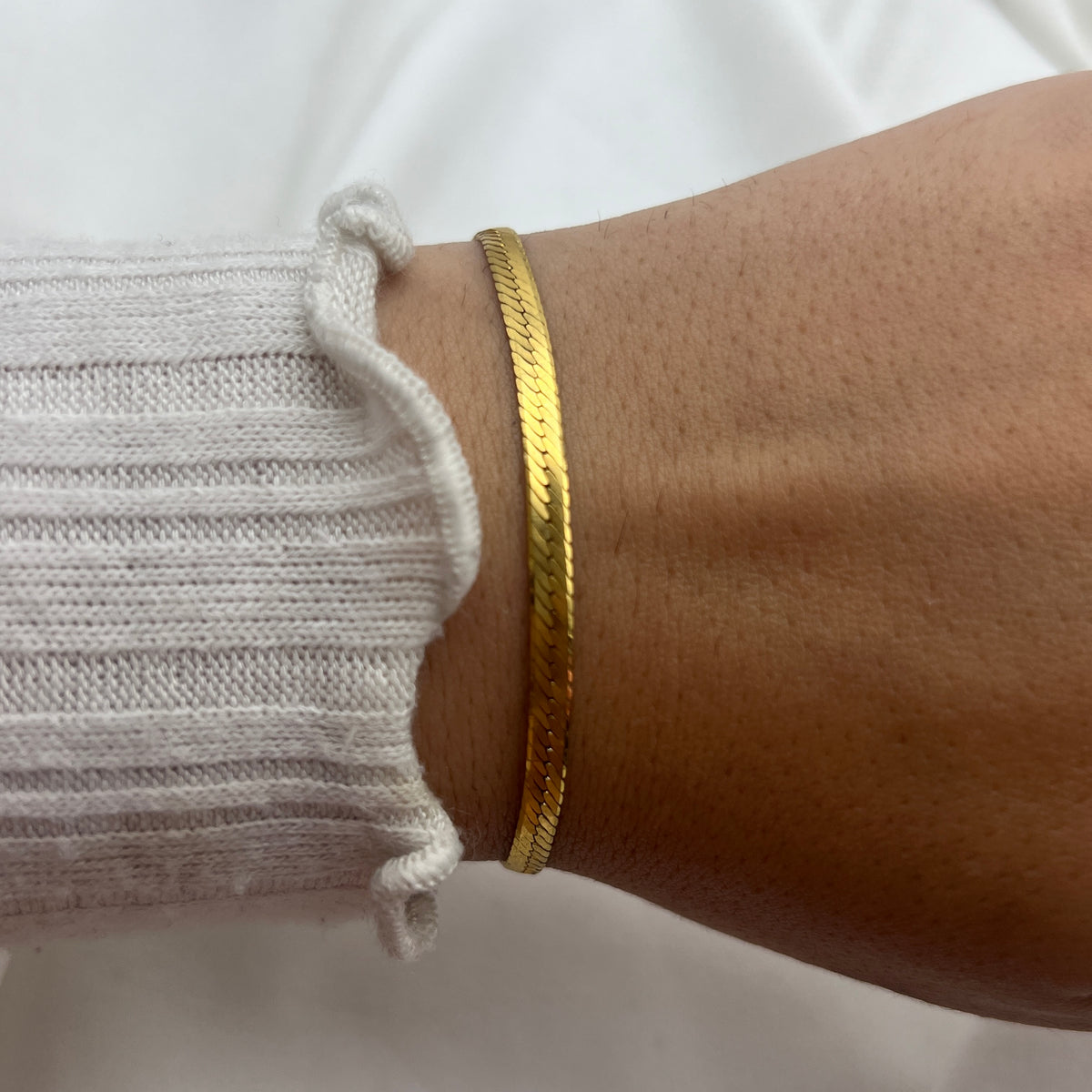 Dainty Herringbone Gold-Tone Bracelet