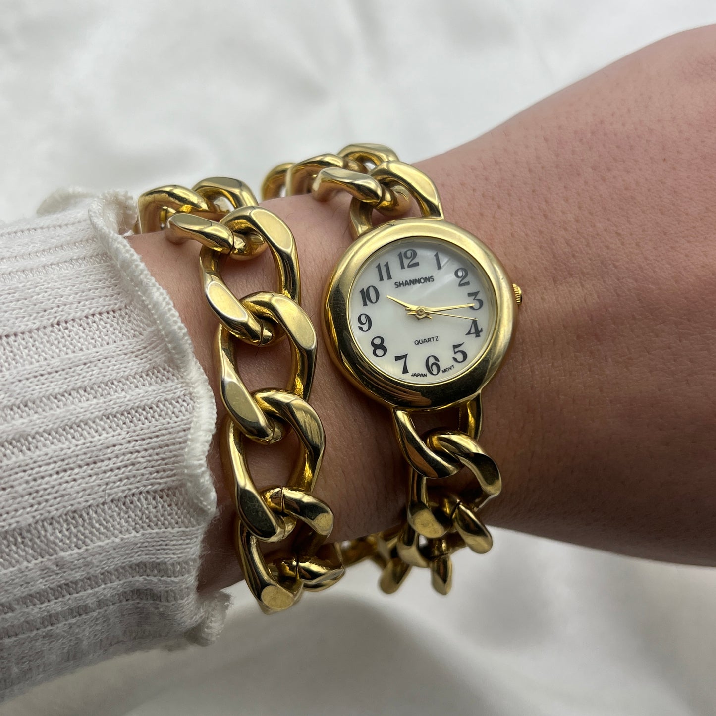 Gold-Toned Double Chain Watch