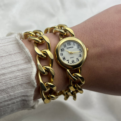 Gold-Toned Double Chain Watch