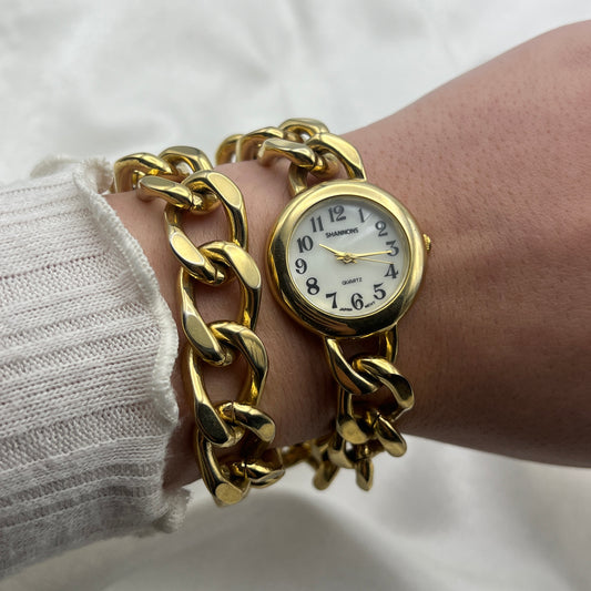 Gold-Toned Double Chain Watch