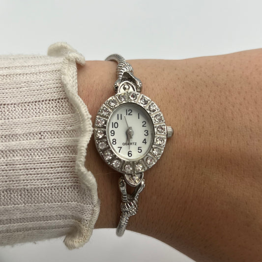 Silver-Toned Diamanté Knot Detailed Watch