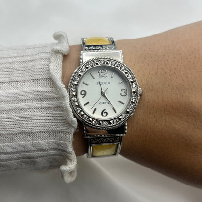 Yellow Inlay Accent Cuff Watch