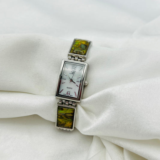 Abalone Silver-Toned Watch