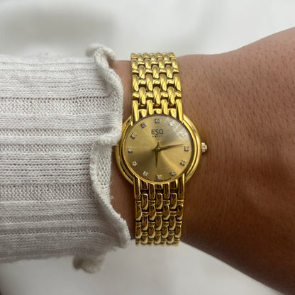 ESQ Diamanté Dial Gold-Tone Watch
