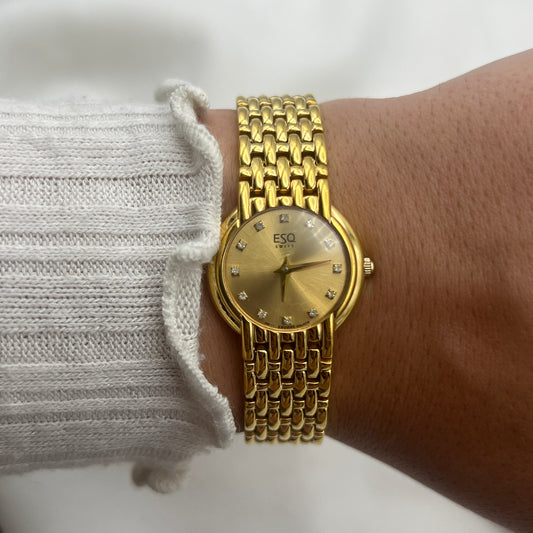 ESQ Diamanté Dial Gold-Tone Watch