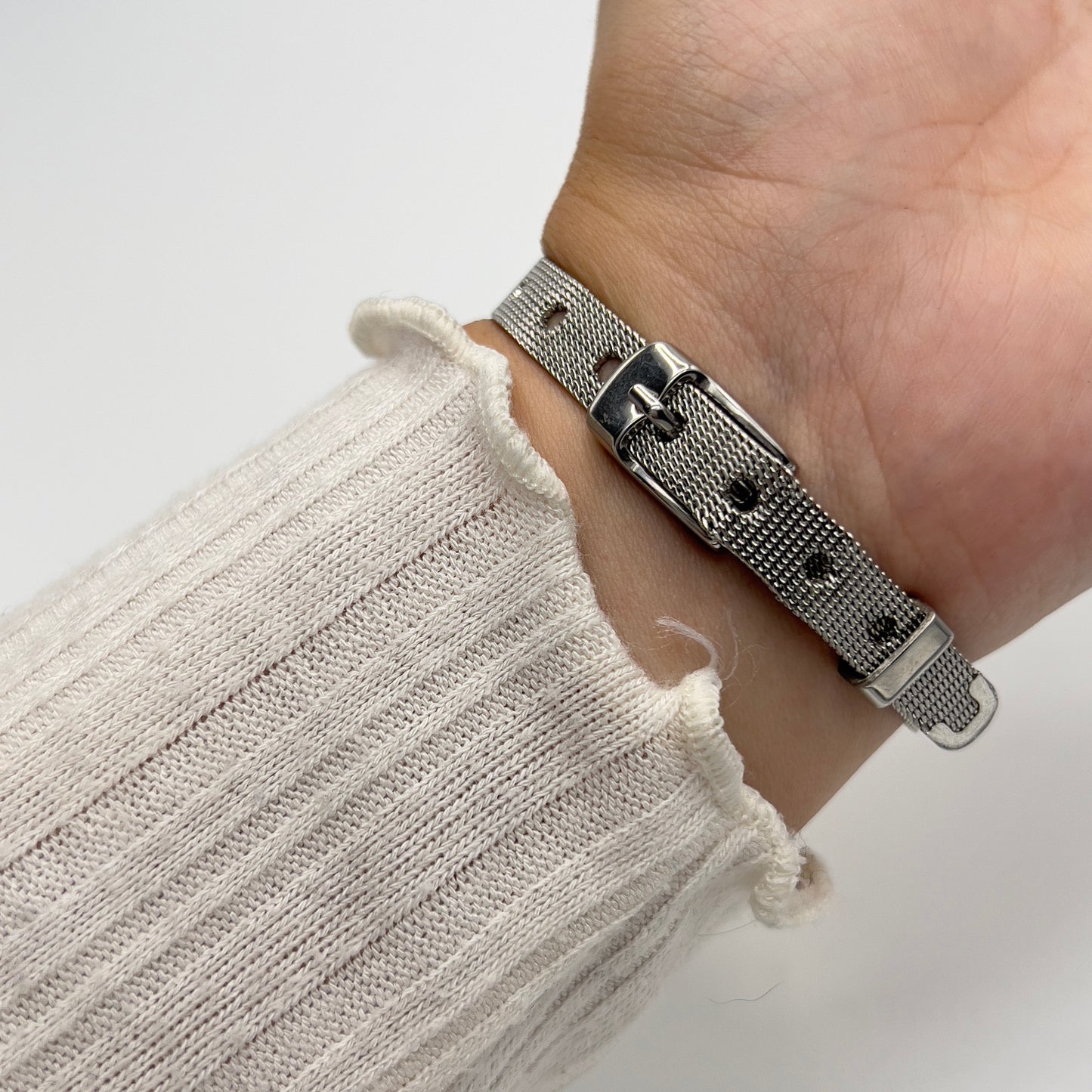 Dainty Edgy Silver-Toned Watch