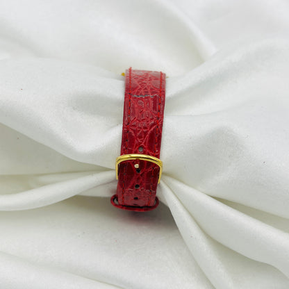 Snowman Red Leather Watch