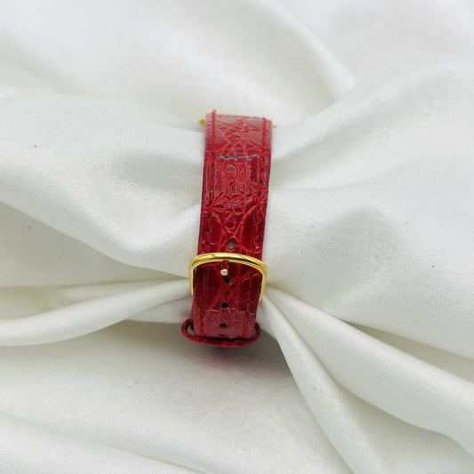 Snowman Red Leather Watch