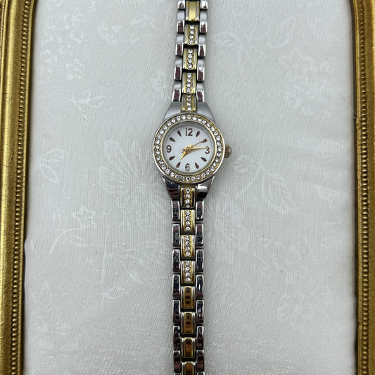 Dainty Two-Toned Diamanté Watch