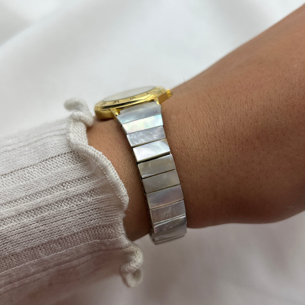 White Shell Gold-Tone Watch