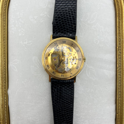 Rare Bucherer Skeleton Lizard Strap Watch