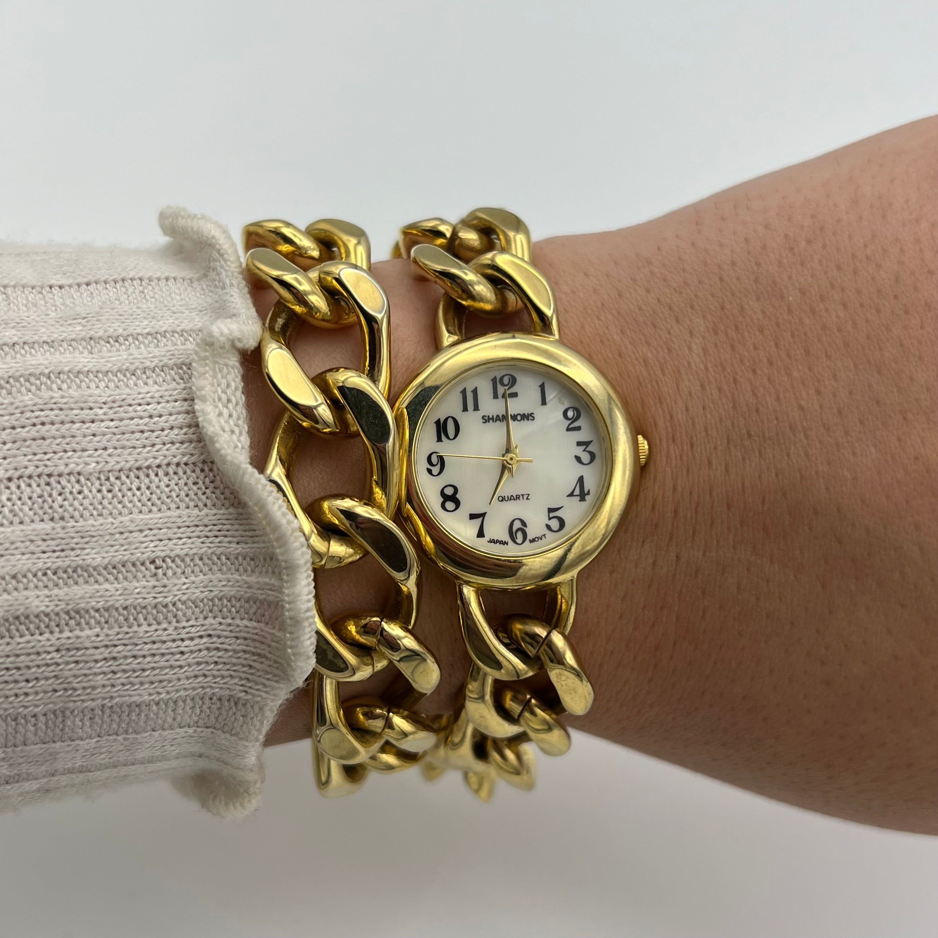 💛 Gold-Toned Double Chain Watch