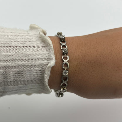 Silver-Toned Diamanté Bracelet