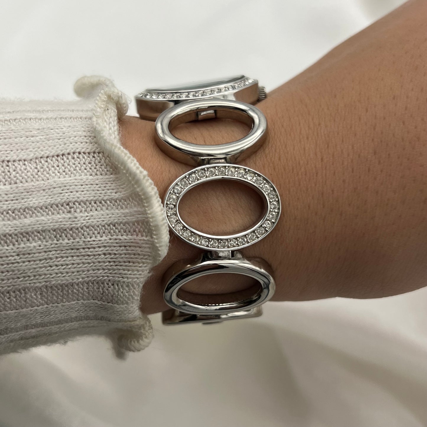 Diamanté Circle Strap Watch