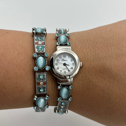 RARE Blue Detailed Watch & Bracelet Set