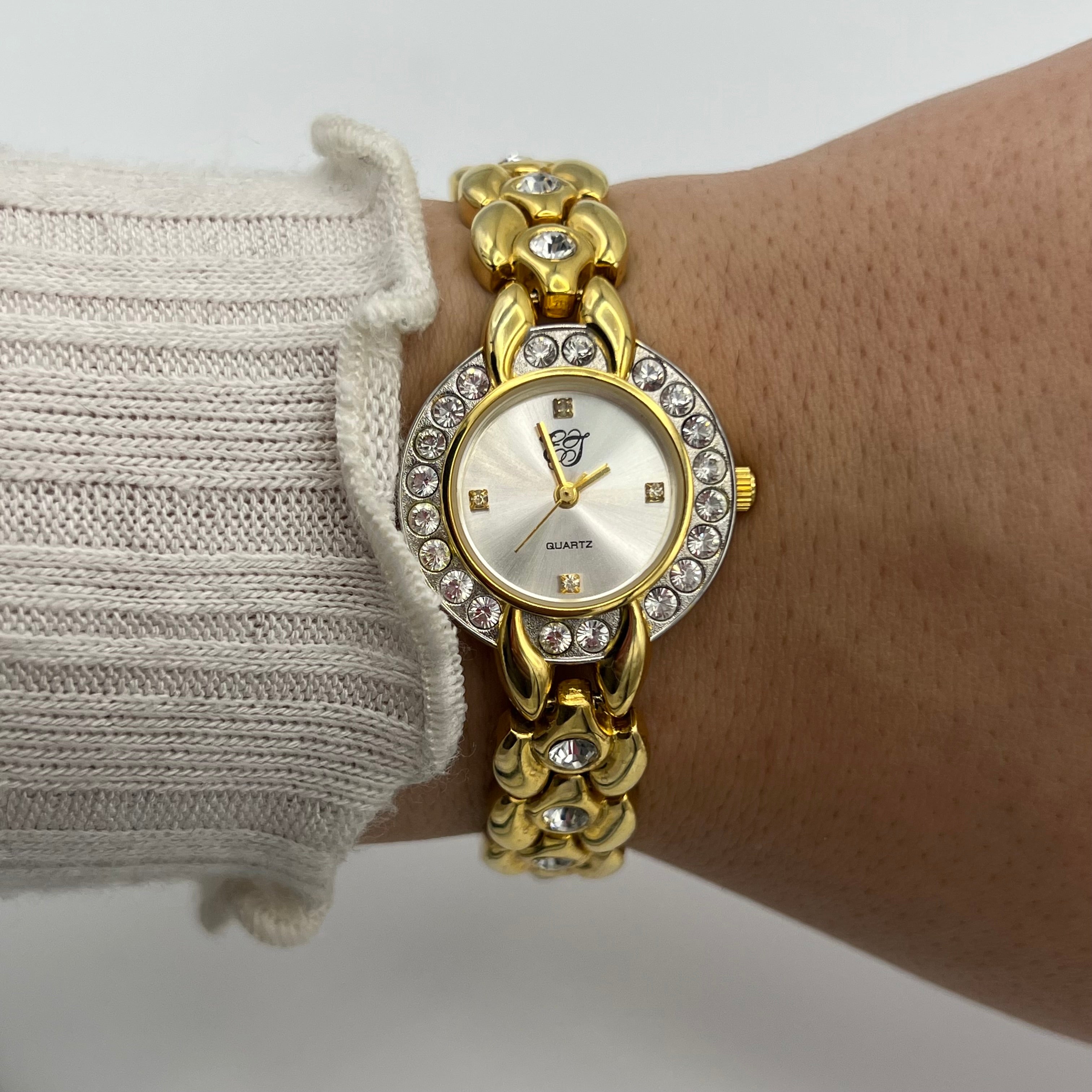 ✨ Classic Diamanté Gold-Toned Watch