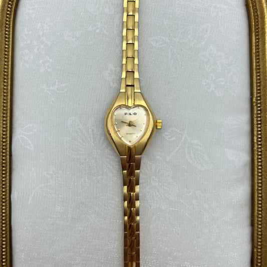 Rare Heart Dial Gold-Tone Watch
