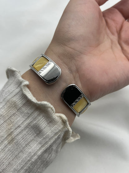 Yellow Inlay Accent Cuff Watch