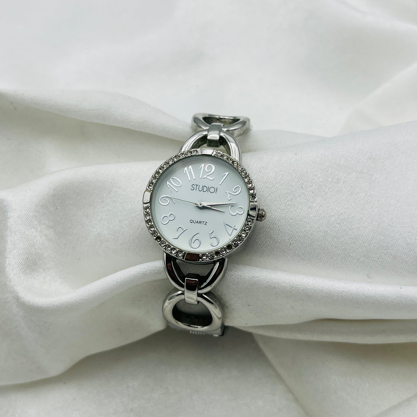 Cute Diamanté Silver-Toned Watch