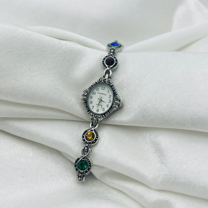 Multi-Colored Gemstone Watch