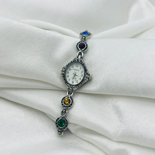 Multi-Colored Gemstone Watch