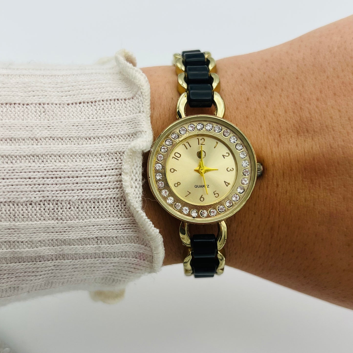 🖤 Gold-Toned Watch with Black Detailing