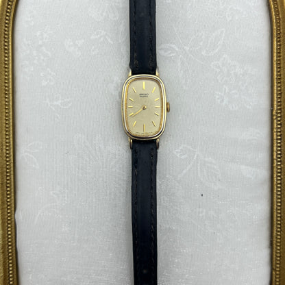 Seiko Gold-Tone Oval Watch with Champagne Dial