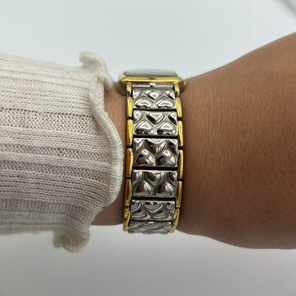 Anne Klein Two-Toned Embossed Heart Watch
