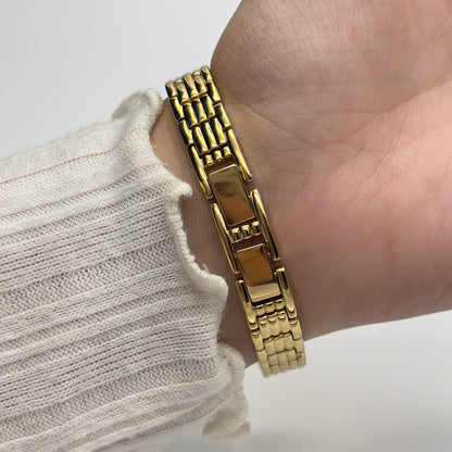 Gold-Toned Watch with Heart Diamanté