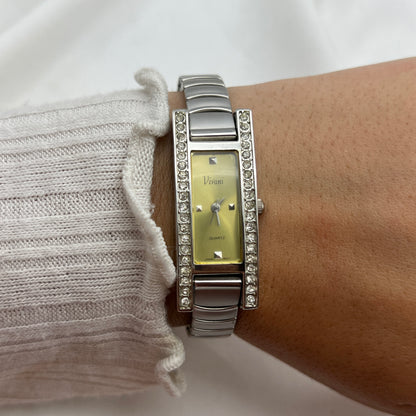 Yellow Dial Diamanté Watch