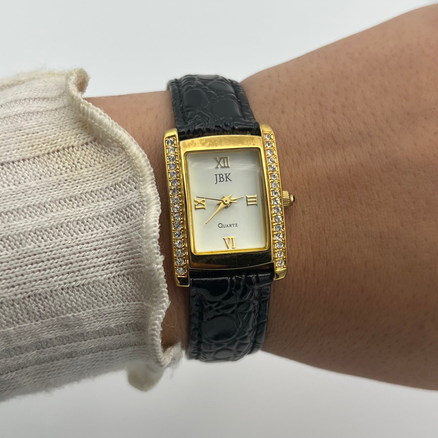 Gold Diamanté Leather Watch