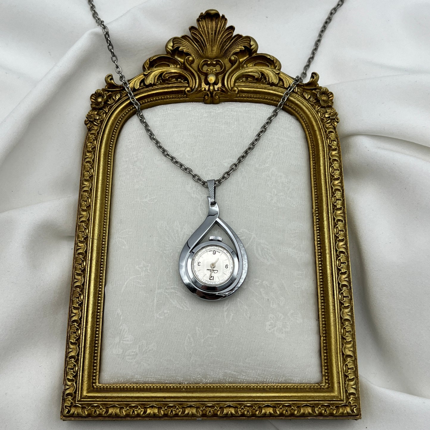 Tear Drop Watch Pendant Necklace