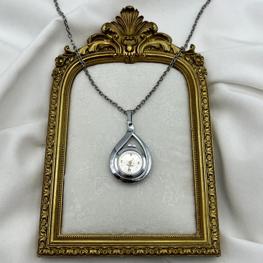 Tear Drop Watch Pendant Necklace