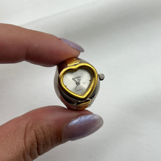 Two-Tone Heart Watch Ring