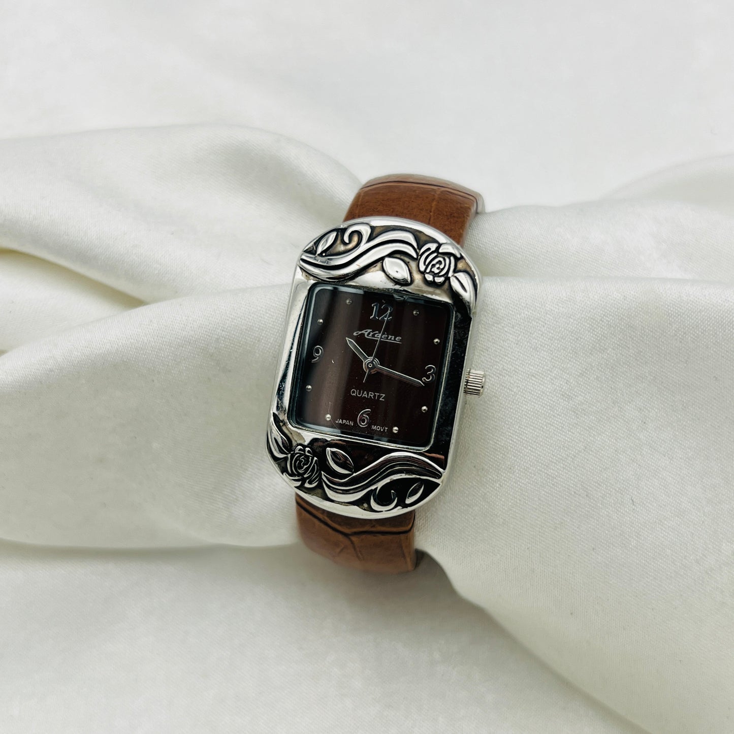 Brown Leather Cuff Watch