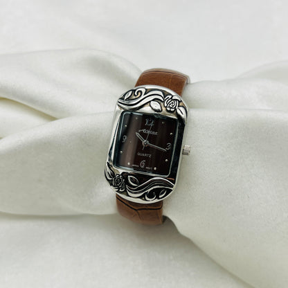 Brown Leather Cuff Watch