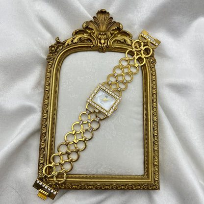 Elizabeth Taylor Baguette Diamanté Gold Tone Watch with Mother of Pearl Dial