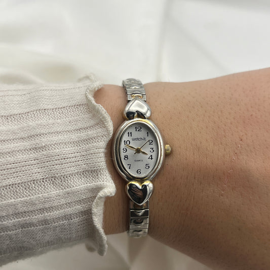 Dainty Heart Silver Tone Expansion Watch