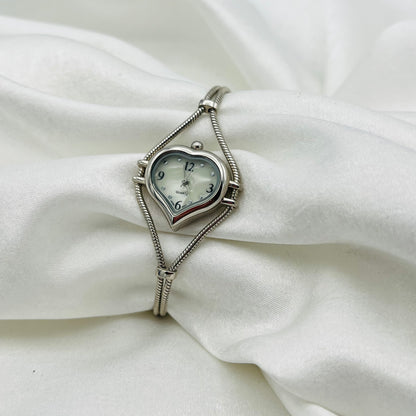 RARE Silver-Toned Heart Dial Watch