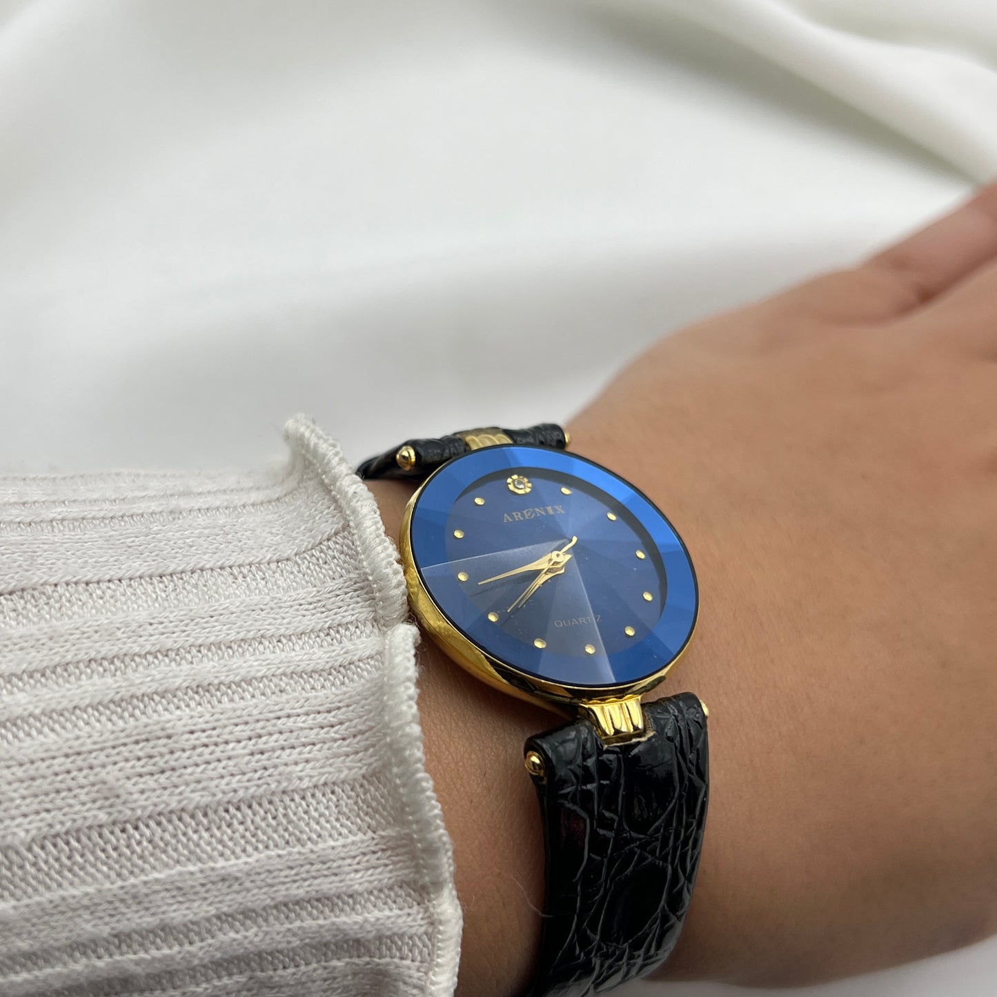 Blue Crystal Raised Bezel Watch