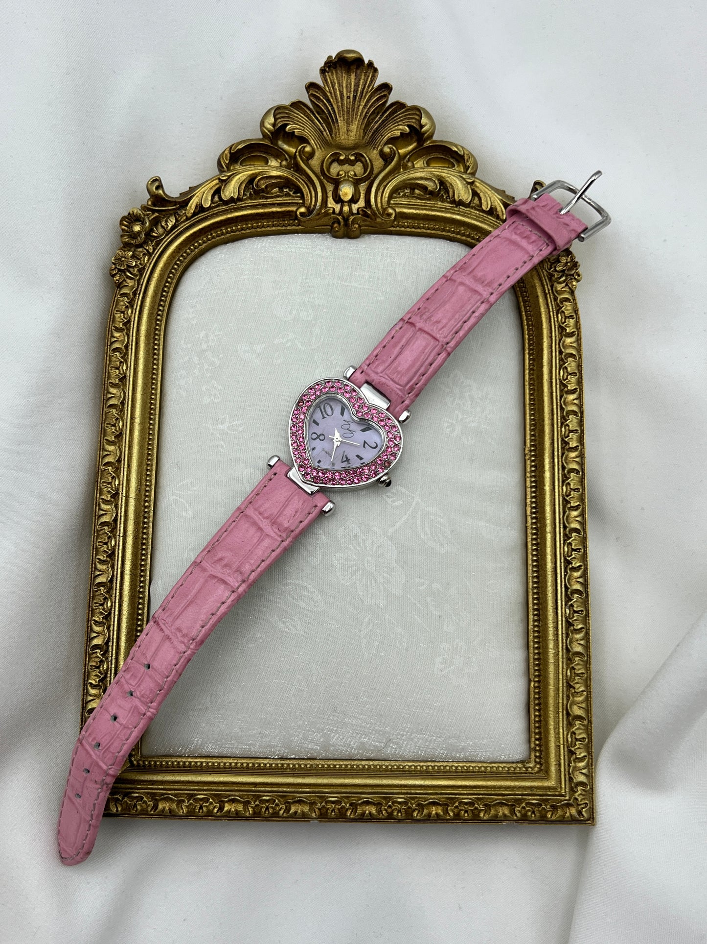 Pink Heart Leather Watch