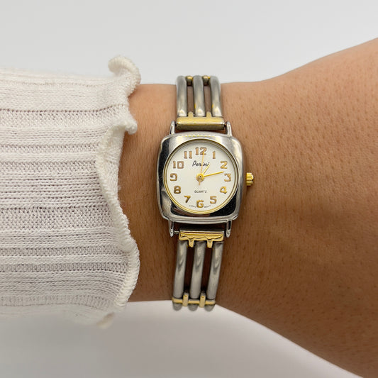 Two-Toned Watch with Square Dial