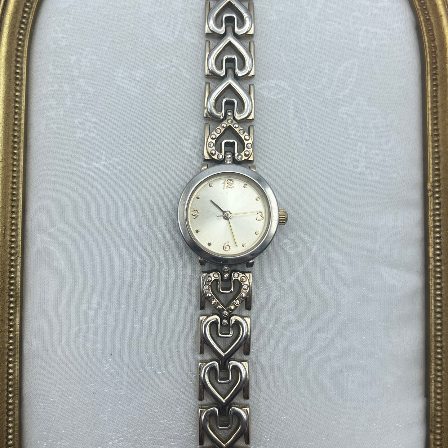 Gold Tone Heart Strap Watch