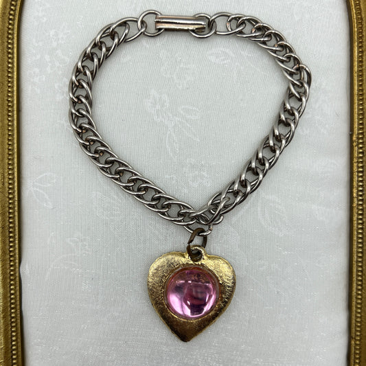 Pink Stone Heart Bracelet