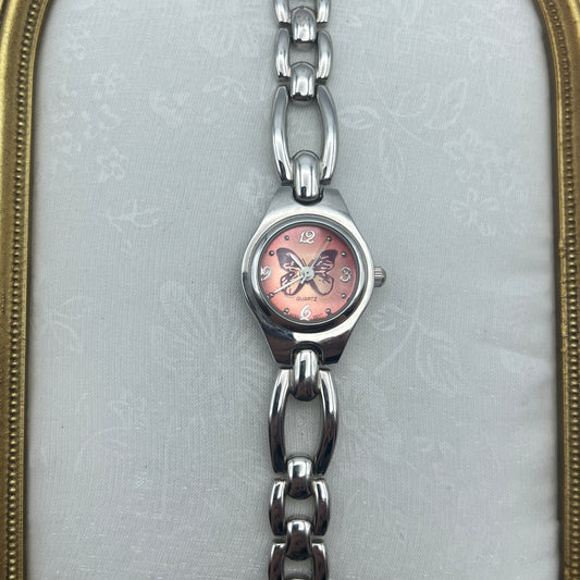 Silver-Toned Butterfly Watch