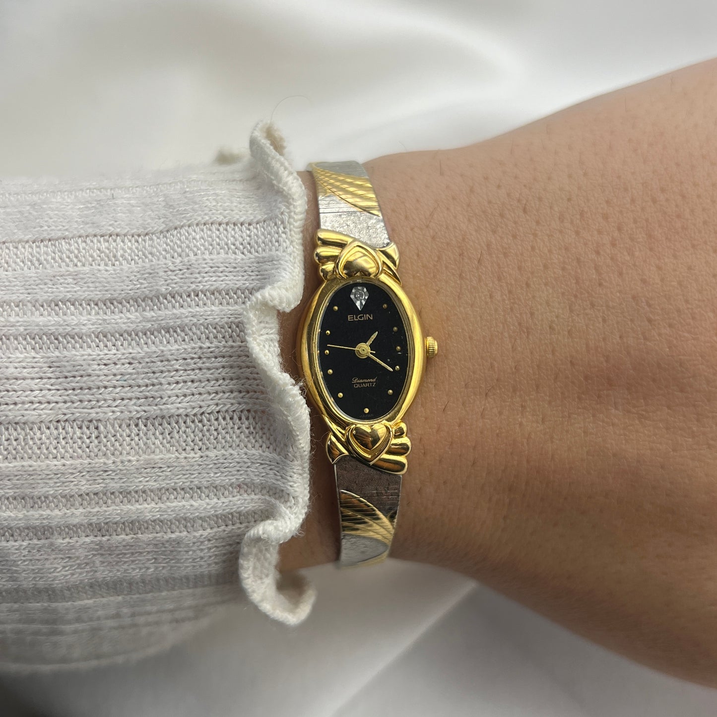 Elgin Two-Tone Hearts Bezel Watch