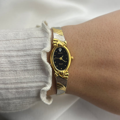 Elgin Two-Tone Hearts Bezel Watch