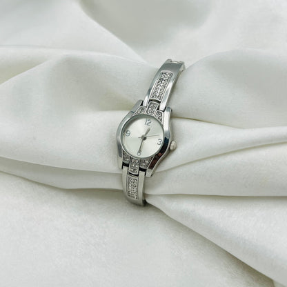Diamanté Silver-Toned Watch